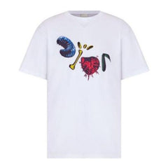 Kaos Pendek DIOR dengan Motif Gambar/Cetak, Cocok untuk Pria dan Wanita -D-15